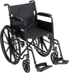 Drive Medical Silver Sport 1 Folding Transport Wheelchair, Lightweight Black