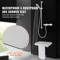 Uimoso Wall-Mounted Folding ABS Shower Seat, 15.7“ x 16.7“, Supports 440 lbs