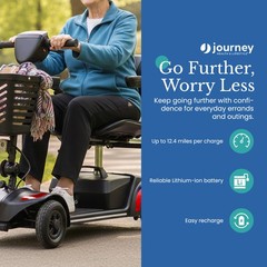 Journey Adventure Mobility Scooter, Electric Motorized Travel Scooter, Red