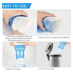 Disposable Urine Bag, 12 PCS Pee Bags for Travel for Women/Men, 800ML2485