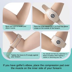 Adjustable Tennis Elbow Brace & Golfer Elbow Strap, Compression Pad, 2 Pack