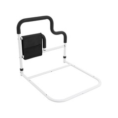 220lbs Load Bedside Handrail, U-Shaped Fixed Bed Rail, Black Bed Safety Handrail