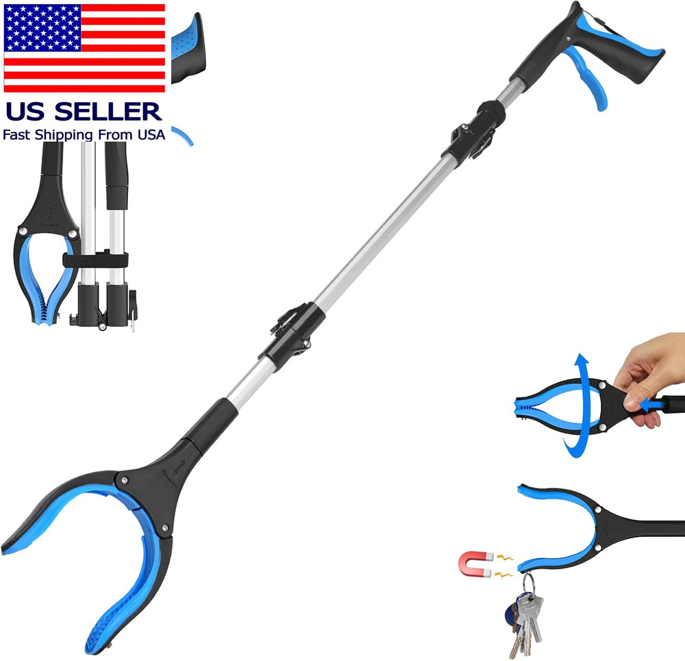 Grabber Reacher Tool 36 Inch, Heavy Duty Foldable Grabber with Anti-Slip 360° Ro