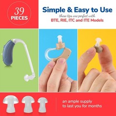 Comfort-Fit Hearing Aid Domes – 39 Soft Silicone Tips in Small to X-Large Sizes