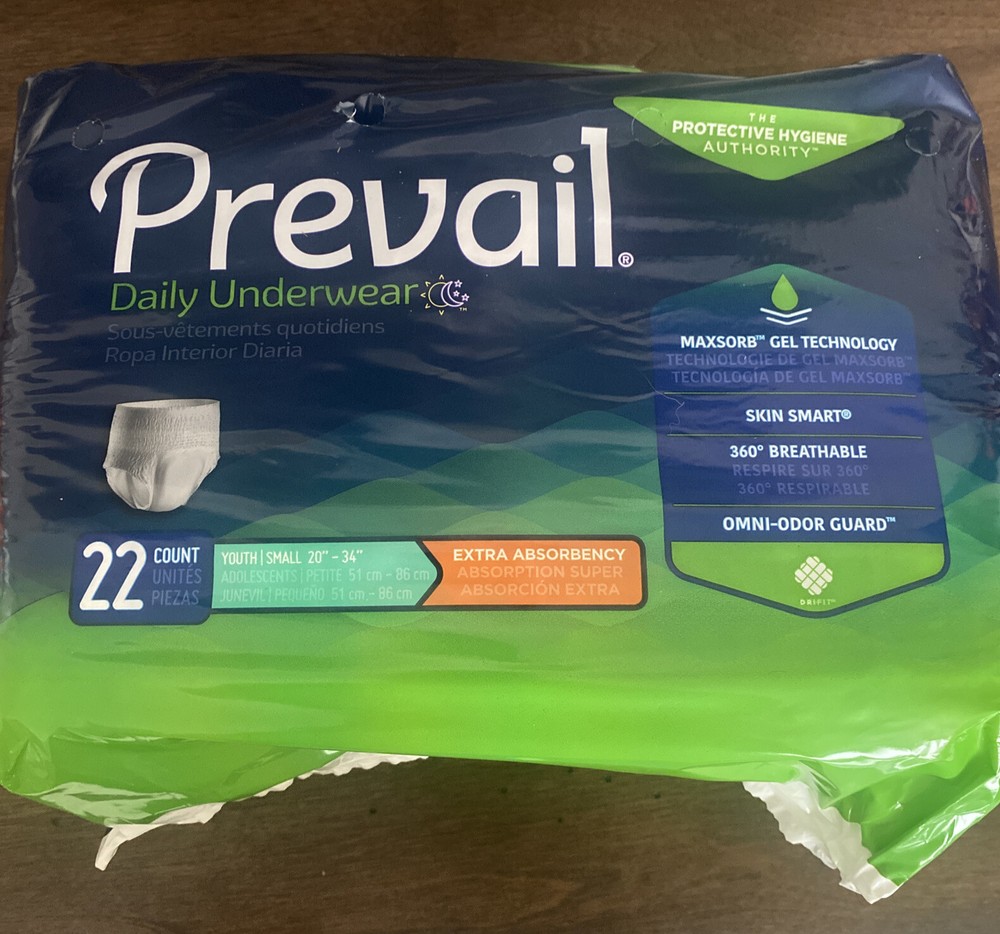 Prevail Daily Underwear Extra Absorbency Youth/Small Adult Diapers (22 Count)