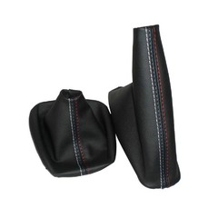 Car Gear Shift Knob Cover + Manual Handbrake Gaiter as picture show, Black