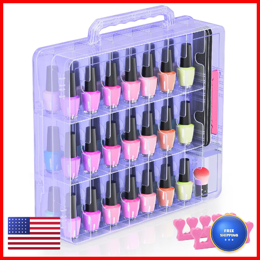 Beloving Nail Polish Organizer Case For 48 Bottles Nail Polish Holder