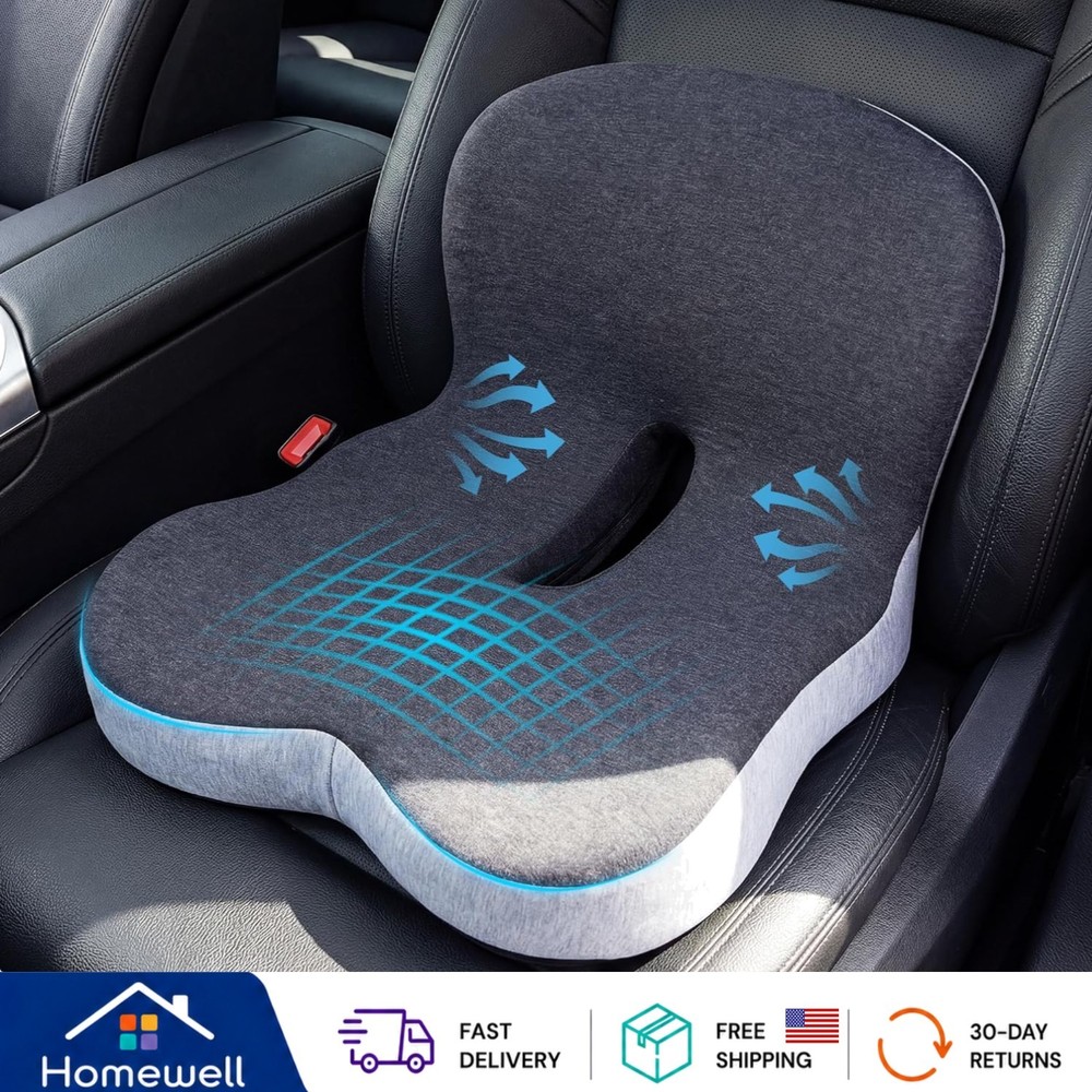 Machine Washable Ergonomic Car Seat Cushion – Ideal for Back Support & Relief