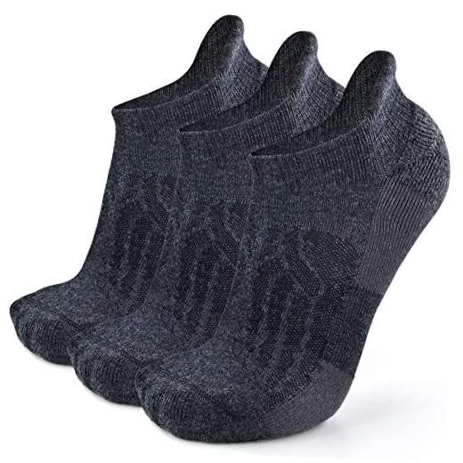 Merino Wool Compression Support Ankle Running Large-X-Large 3 Pairs Dark Grey