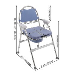 150kg/330.69 lbs Foldable Toilet Chair Stainless Steel Commode Chair for Seniors