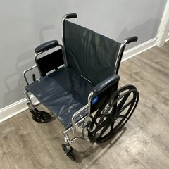 Foldable Manual Wheelchair Chrome Frame Padded Armrest Black Seat