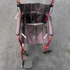 Medline Excel Lightweight Transport Wheelchair Red Folding w/ Hand Brakes &