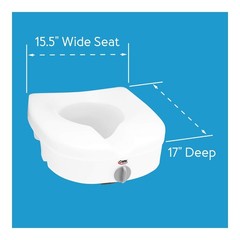 E-Z Lock Raised Toilet Seat, Elongated Toilet Seat Riser, Adds 5 Inches of Heigh