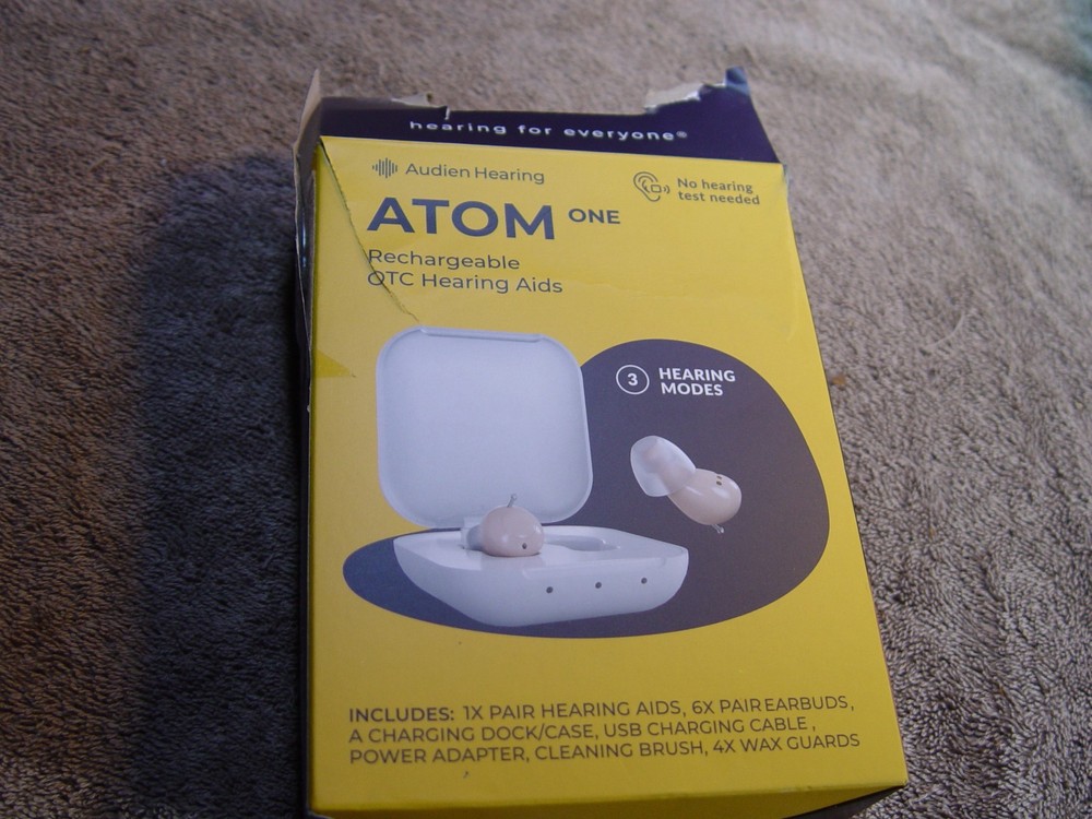 Audien Hearing Atom One OTC Hearing Aids Wireless, Rechargeable