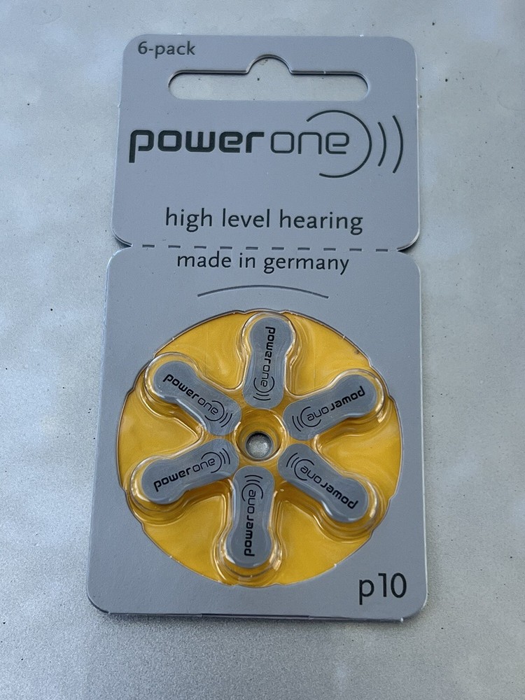 Power One P10 Hearing aid batteries Zinc air Mercury free Varta x 6 Cells