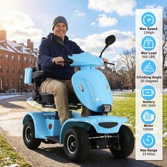 1000W 4-Wheel Heavy Duty Mobility Scooter for Seniors 500lbs 48V/20A 33 Miles