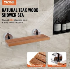 Folding Teak Shower Seat 20.1“ x 13.2“ Wall Mounted Shower Bench 400 lbs A2000