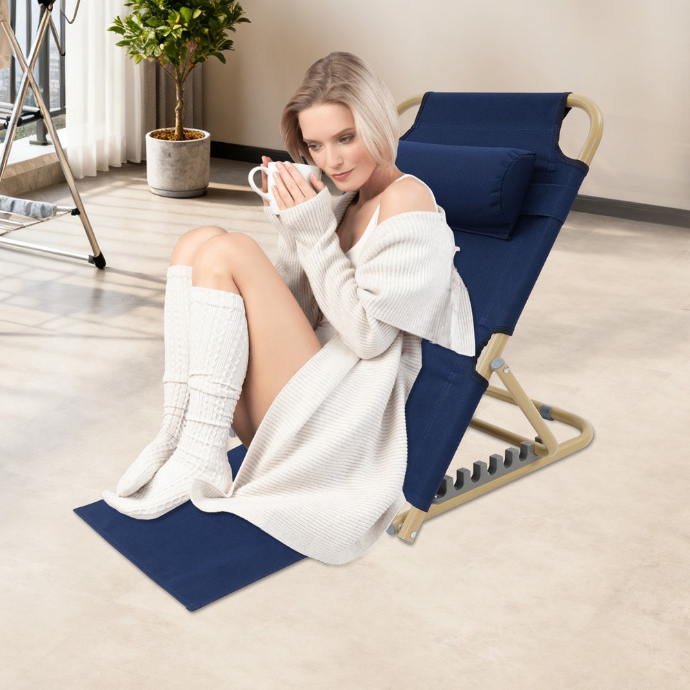 Folding Adjustable Sit up Back Rest Portable Lifting Bed Backrest Deep Blue NEW