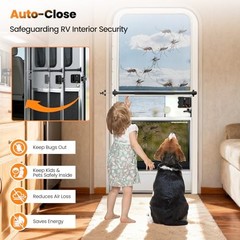 2-in-1 Aluminum RV Screen Door Handle Grab Bar with Auto Closer, Adjustable 21