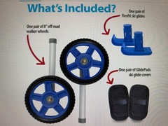 Top Glides 8 Inch Off-Road Walker Wheel Kits w/ FlexFit Walker Ski Glides Blue