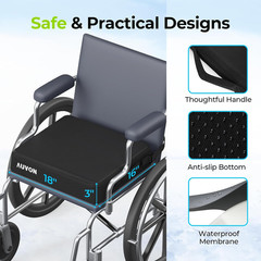 Cooling Gel Seat Cushion 11 Ventilation Grooves Ice-Silky Cover 18×16 In Strap