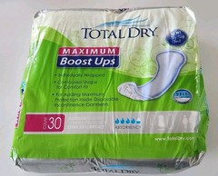Total Dry Maximum Boost Ups Pads Extra Absorbency Pack of 30