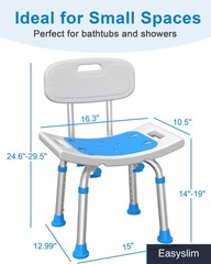 Shower Chair 400 lbs Heavy Duty Adjustable Height Removable Back White