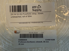 Prosthetic Strap ~ 35mm ~ Unbleached ~ Roll of 50 Meters ~ Medical Rehab Strap