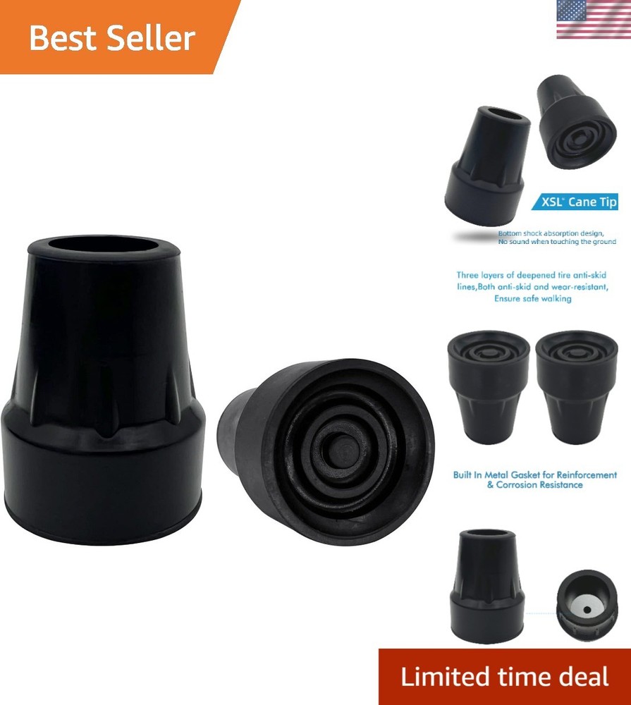 Metal Reinforced Skid-Resistant Cane Tips – 7/8 Inch Size, Pack of 2