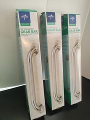 3-Pack 16″ Knurled Texture Grab Bar Stainless Bathroom Safety Handle Tub Wall