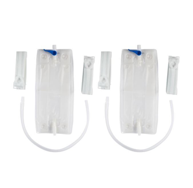 2 Pack Hollister Sterile Urinary Leg Bag 900 mL Vinyl with Leg Straps REF 9349