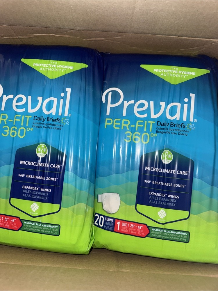 80ct Prevail Per-Fit 360 Daily Briefs Size 1 Max Plus Absorbency 4pk