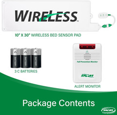 Smart Caregiver Wireless Bed Alarm System – Cordless Weight Sensing Bed Alarm Pa