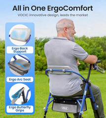 Z11 Rollator Walker w/ Seat, 380 lbs Capacity, Foldable All-Terrain Lightweight