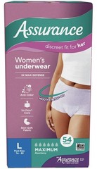 Assurance Women’s Maximum Absorbancy Underwear, Large , (54 Count)