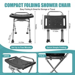 Folding Shower Chair Seat,Height Adjustable Shower Chair