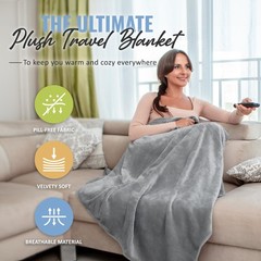 BOACAY Soft & Warm Travel Blanket for Airplane & Car – Long Single, Gray