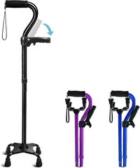Adjustable 4-Pronged Walking Cane for Seniors – Stability & Comfort (32-37.5 in)