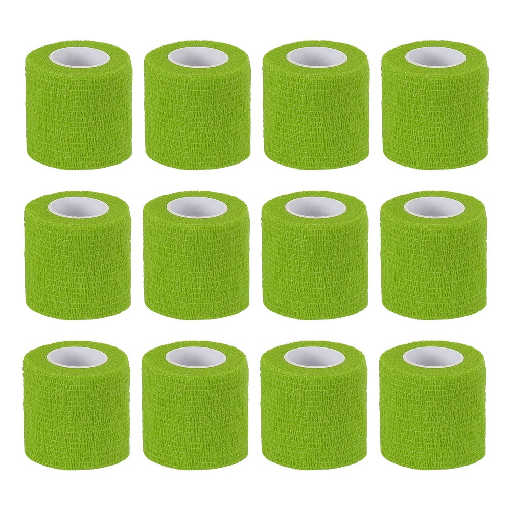 2″ x 177″ 12 Pcs Self Adhesive Bandage Wrap Elastic Self Tape Light Green