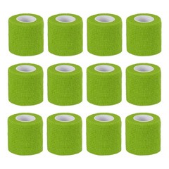 2″ x 177″ 12 Pcs Self Adhesive Bandage Wrap Elastic Self Tape Light Green