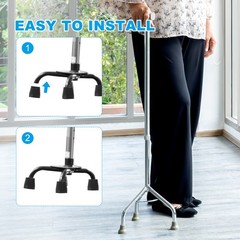 Quad Cane Tips 1-1/8 Inch, 4 Pcs Walking Cane Accessories, Black(Style 1)