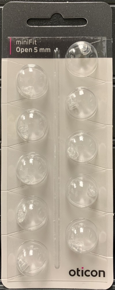 1 Pack Oticon miniFit 5mm Open Domes For Hearing Aids. 10 Domes Total.