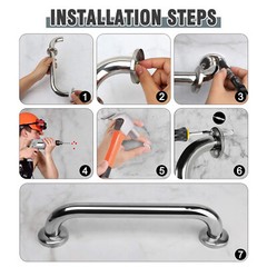 Bathroom Safety Grab Bars 2PCS – Stainless Steel Shower & Tub Support Handles US