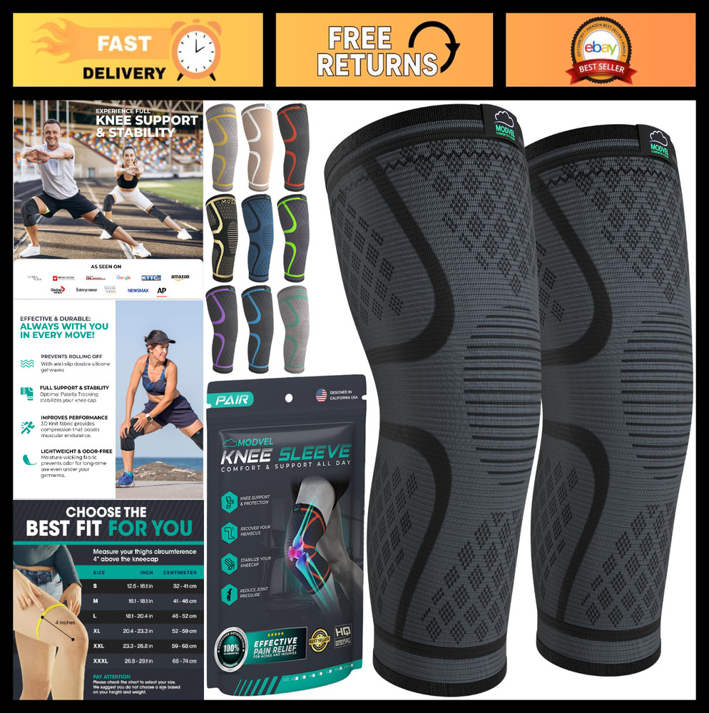 Compression Knee Brace 2 Pack for Men & Women – Support Sleeve for Running, ACL,