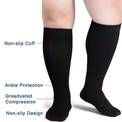 S-4XL Wide Calf Plus Size Compression Socks Women Men 20-30mmHg Medical Stocking