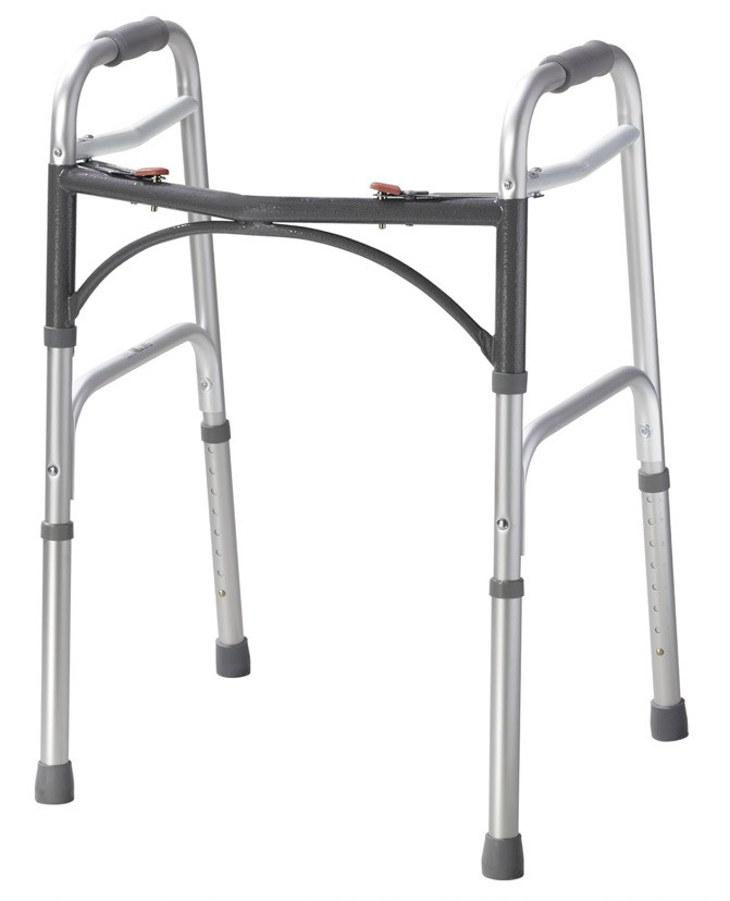 Drive Medical Deluxe 2-Button Folding Walker, Silver, 10200-1 Lightweight 2516Q