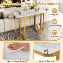 Giantex 42 Console Table Modern Faux Marble Entryway Table Geometric Metal