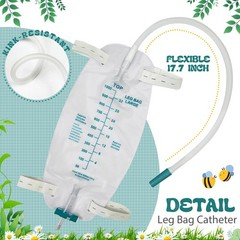 5-Pack 1000ml Leg Bag Urinary Drainage Bags with Adjustable Straps, Leak-Resi…