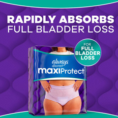 Always Discreet MaxiProtect Underwear Women S/M, Maximum Plus Adult Diaper, 26Ct