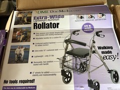 Heavy Duty Aluminum Rollator- DMI, Extra Wide, Burgundy, 375 LB, Series 1029